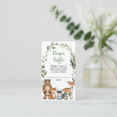 ウッドランド動物の赤ちゃんシャワーおむつラッフルカード エンクロージャーカード (スタンド正面)