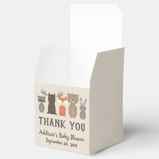 ウッドランド動物の赤ちゃんシャワーお願いボックス フェイバーボックス (オープン)