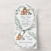 ウッドランド動物の赤ちゃんシャワーすべて一つの招待状 オールインワン招待状 (内側)