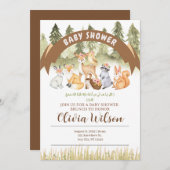 ウッドランド動物の赤ちゃんシャワーイスラム系アラビア語 招待状 (正面/裏面)