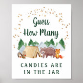 ウッドランド動物の赤ちゃんシャワーゲームの数を推測 ポスター (正面)