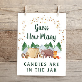 ウッドランド動物の赤ちゃんシャワーゲームの数を推測 ポスター