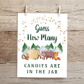 ウッドランド動物の赤ちゃんシャワーゲームの数を推測 ポスター