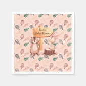 ウッドランド動物の赤ちゃんシャワーナプキン、赤ちゃんシャワー スタンダードカクテルナプキン (正面)