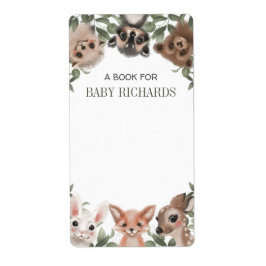 ウッドランド動物の赤ちゃんシャワーブックラベルシール ラベル