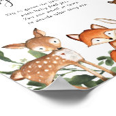 ウッドランド動物の赤ちゃんシャワーベビー食品を推測 ポスター (角)