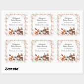 ウッドランド動物の赤ちゃんシャワー大人気 スクエアシール (シート)