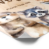 ウッドランド動物の赤ちゃんシャワー好意サイン ポスター (角)