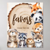 ウッドランド動物の赤ちゃんシャワー好意サイン ポスター (正面)