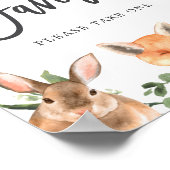 ウッドランド動物の赤ちゃんシャワー好意サイン ポスター (角)