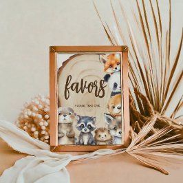 ウッドランド動物の赤ちゃんシャワー好意サイン ポスター