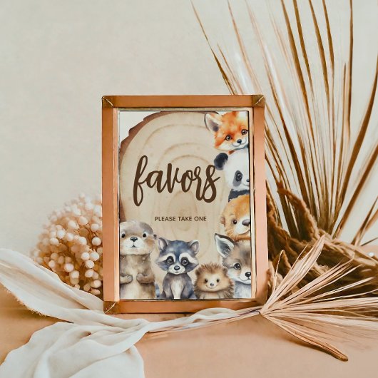 ウッドランド動物の赤ちゃんシャワー好意サイン ポスター