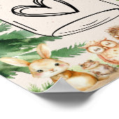 ウッドランド動物の赤ちゃんシャワー子育てチップ瓶サイン ポスター (角)