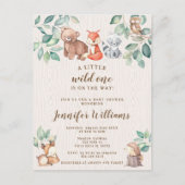 ウッドランド動物の赤ちゃんシャワー招待葉書 ポストカード (正面)