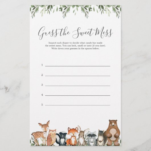 ウッドランド動物の赤ちゃんシャワー甘い混乱を推測 (正面)