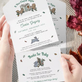 ウッドランド動物の赤ちゃんシャワー用の本 オールインワン招待状