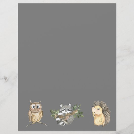 ウッドランド動物の赤ちゃんシャワー (裏面)