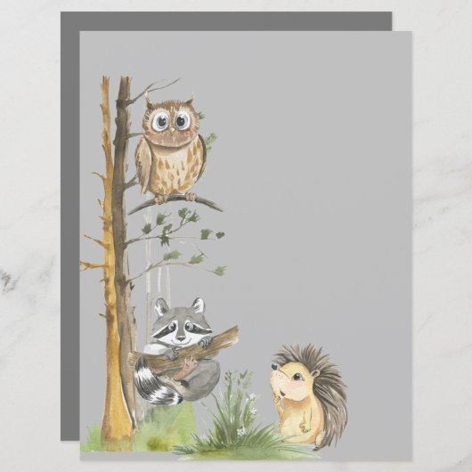 ウッドランド動物の赤ちゃんシャワー (正面/裏面)