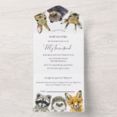 ウッドランド動物の赤ちゃんシャワー オールインワン招待状 (内側)