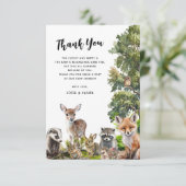 ウッドランド動物の赤ちゃんシャワー サンキューカード (スタンド正面)