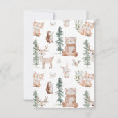 ウッドランド動物の赤ちゃんシャワー サンキューカード (裏面)