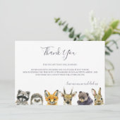 ウッドランド動物の赤ちゃんシャワー サンキューカード (スタンド正面)