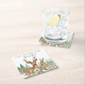 ウッドランド動物の赤ちゃんシャワー スクエアペーパーコースター (インサイチュ)