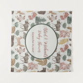 ウッドランド動物の赤ちゃんシャワー タペストリー (正面(横))