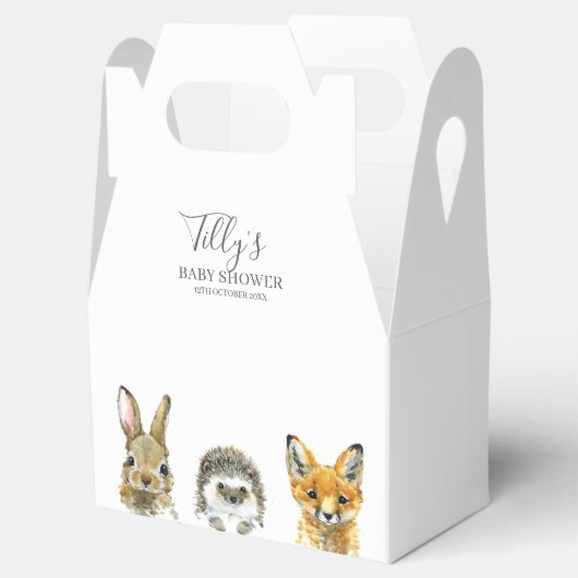 ウッドランド動物の赤ちゃんシャワー フェイバーボックス (オープン)