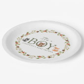 ウッドランド動物の赤ちゃんシャワー ペーパープレート (アングル)