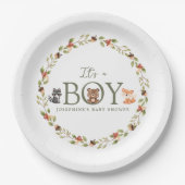 ウッドランド動物の赤ちゃんシャワー ペーパープレート (正面)