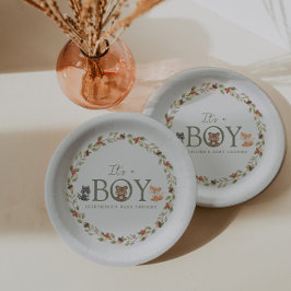 ウッドランド動物の赤ちゃんシャワー ペーパープレート