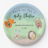 ウッドランド動物の赤ちゃんシャワー ペーパープレート (正面)