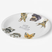 ウッドランド動物の赤ちゃんシャワー ペーパープレート (アングル)