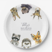 ウッドランド動物の赤ちゃんシャワー ペーパープレート (正面)