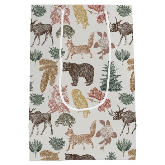 ウッドランド動物の赤ちゃんシャワー ミディアムペーパーバッグ (裏面)