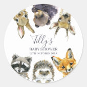 ウッドランド動物の赤ちゃんシャワー ラウンドシール (正面)