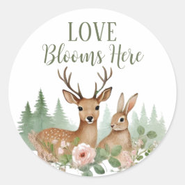 ウッドランド動物の赤ちゃんシャワー ラウンドシール