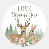 ウッドランド動物の赤ちゃんシャワー ラウンドシール (正面)