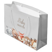 ウッドランド動物の赤ちゃんシャワー ラージペーパーバッグ (裏面アングル)