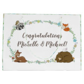 ウッドランド動物の赤ちゃんシャワー ラージペーパーバッグ (裏面)