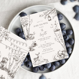 ウッドランド動物の赤ちゃんシャワー 招待状