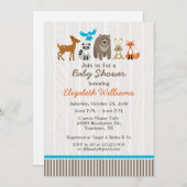ウッドランド動物の赤ちゃんシャワー 招待状 (正面/裏面)