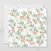 ウッドランド動物の赤ちゃんシャワー 招待状 (裏面)