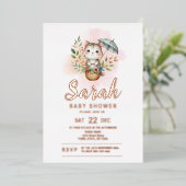 ウッドランド動物の赤ちゃんシャワー 箔招待状 (立ち正面)