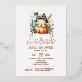 ウッドランド動物の赤ちゃんシャワー 箔招待状