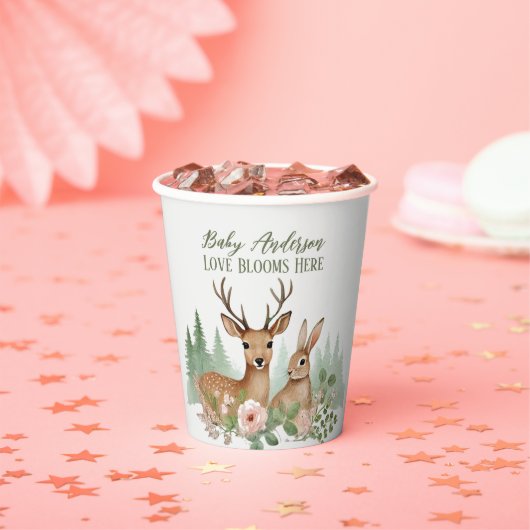 ウッドランド動物の赤ちゃんシャワー 紙コップ (インサイチュ)