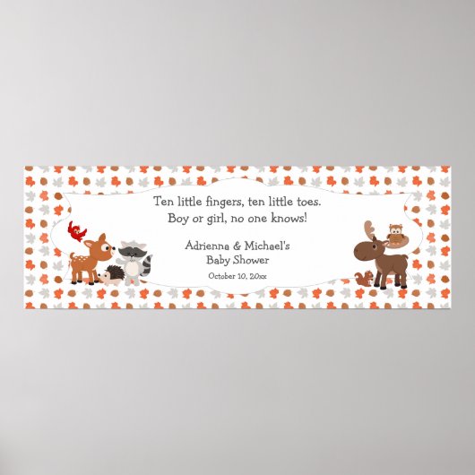 ウッドランド動物の赤ちゃんシャワー/誕生日パーティー ポスター (正面)