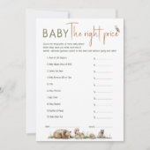 ウッドランド動物の赤ちゃん正しい価格カードをシャワー 招待状 (正面)