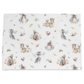 ウッドランド動物の部族のベビーシャワー ラージペーパーバッグ (正面)